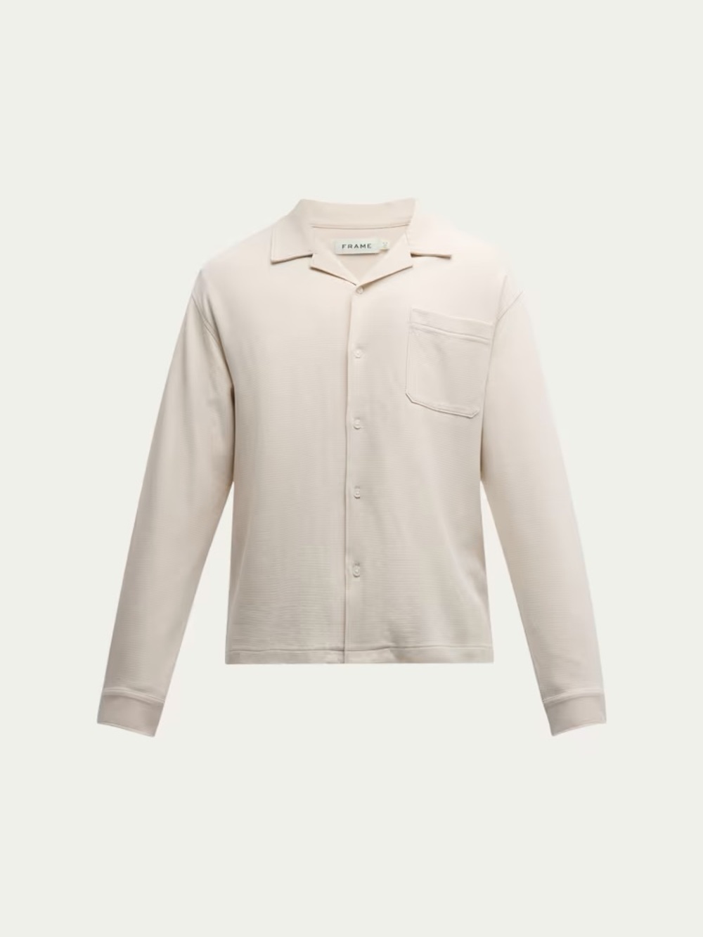Frame Denim Men's Duo Fold Relaxed Overshirt Cream Button-Front Shirt Jacket